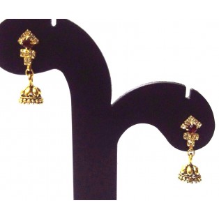 TINY Golden Oxidized Earrings Jhumka Jhumki Imitation Jewelry Drop Dangle EA79